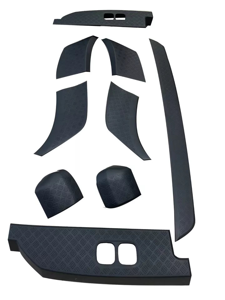 9 PIECE CHEQUER PLATE BLACK BODY TRIM KIT FOR LAND ROVER DEFENDER 90 L663 2020+